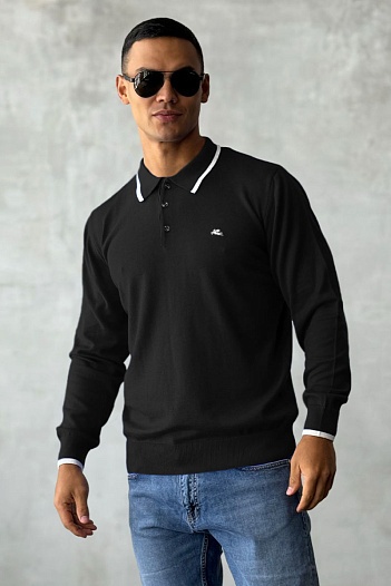 Поло с длинным рукавом Etro Pegaso logo - Black   
