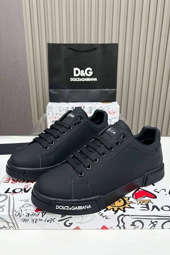 Кожаные кроссовки с мехом Dolce & Gabbana Portofino   