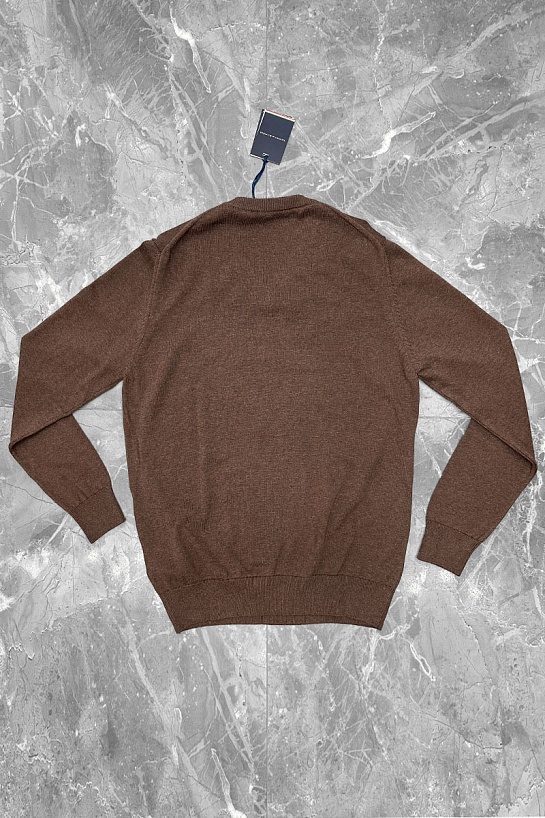 Мужской джемпер Tommy Hilfiger logo-embroidered - Brown