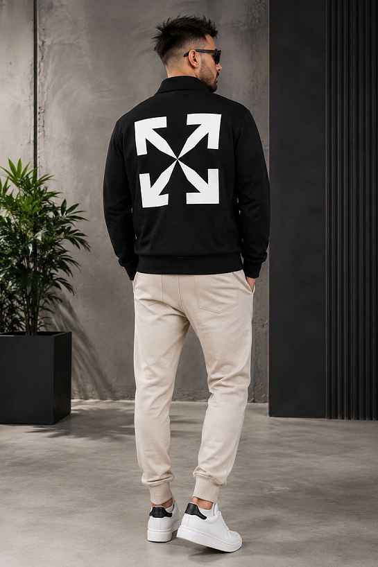 Мужская чёрная кофта Off-White Arrow logo-print