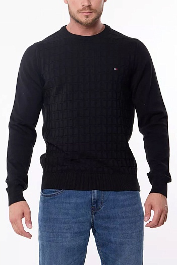 Мужской джемпер Tommy Hilfiger logo-embroidered - Black   