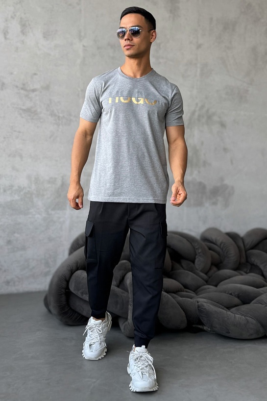 Мужская серая футболка Hugo Boss