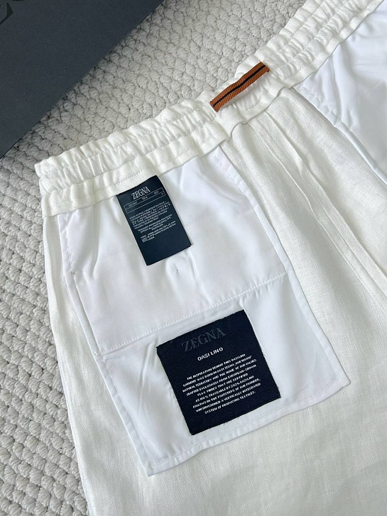 Льняные шорты белого цвета Zegna premium