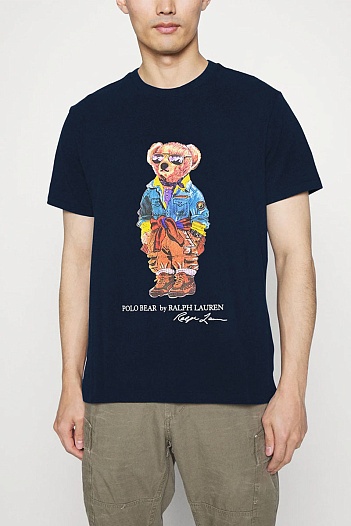 Мужская тёмно-синяя футболка Polo Ralph Lauren "Bear"   