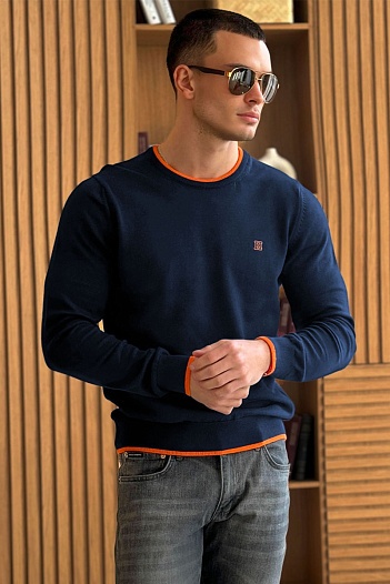 Мужской джемпер Hermes тёмно-синего цвета   