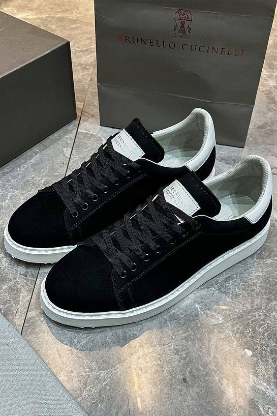 Мужские кроссовки Brunello Cucinelli nubuck calfskin - Black
