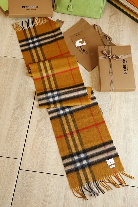 Шарф Burberry Check premium 168x30 см - Brown