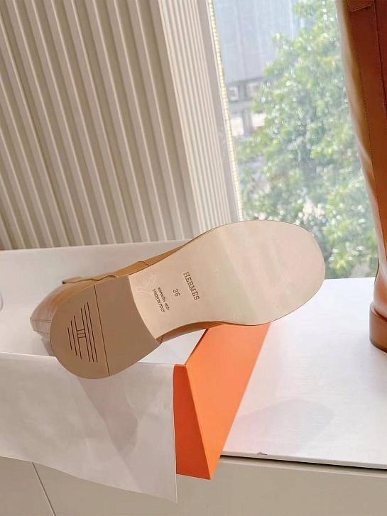 Женские кожаные сапоги Hermes Premium - Brown