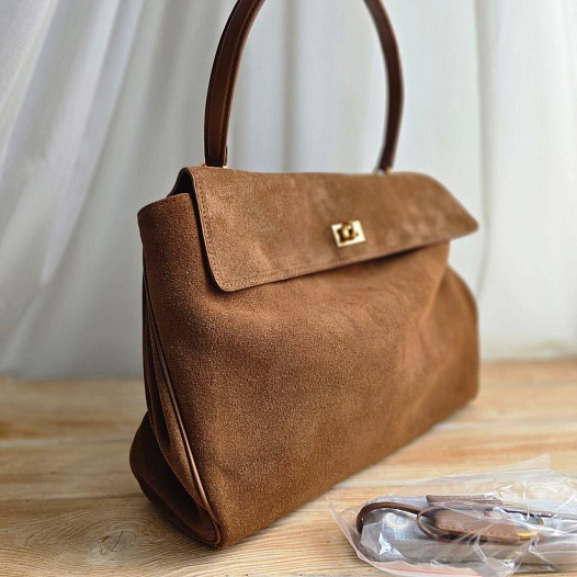 Замшевая сумка Balenciaga Rodeo 28x20 см - Chestnut   