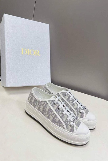 Женские кеды на платформе Dior Walk'n' -  Grey / White   