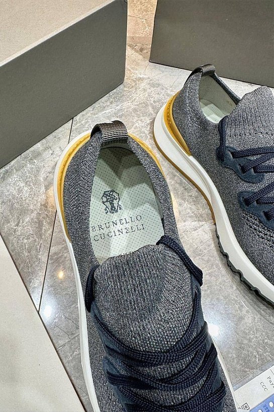 Текстильные кроссовки Brunello Cucinelli цвета антрацит