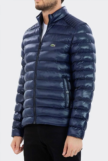 Мужская тёмно-синяя куртка Lacoste logo-patch   