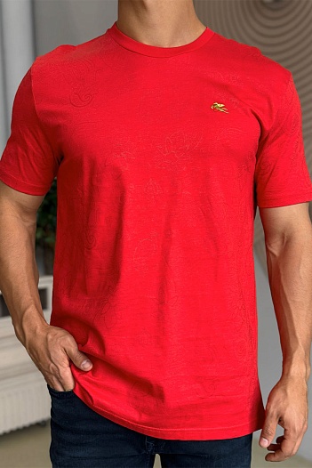 Красная мужская футболка Etro embroidered-logo   