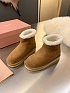 Женские ботинки с мехом MIU MIU premium - Chestnut