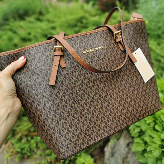 Кожаная сумка Michael Kors Jet Set Travel monogram 41x26 см (2 расцветки)   