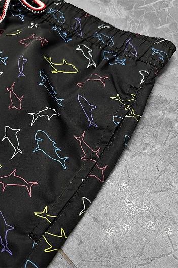 Мужские чёрные шорты Paul & Shark shark-print   