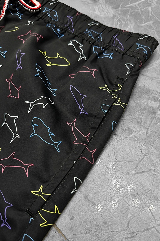 Мужские чёрные шорты Paul & Shark shark-print