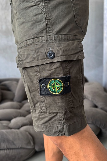 Зелёные шорты Stone Island cargo compass-patch   