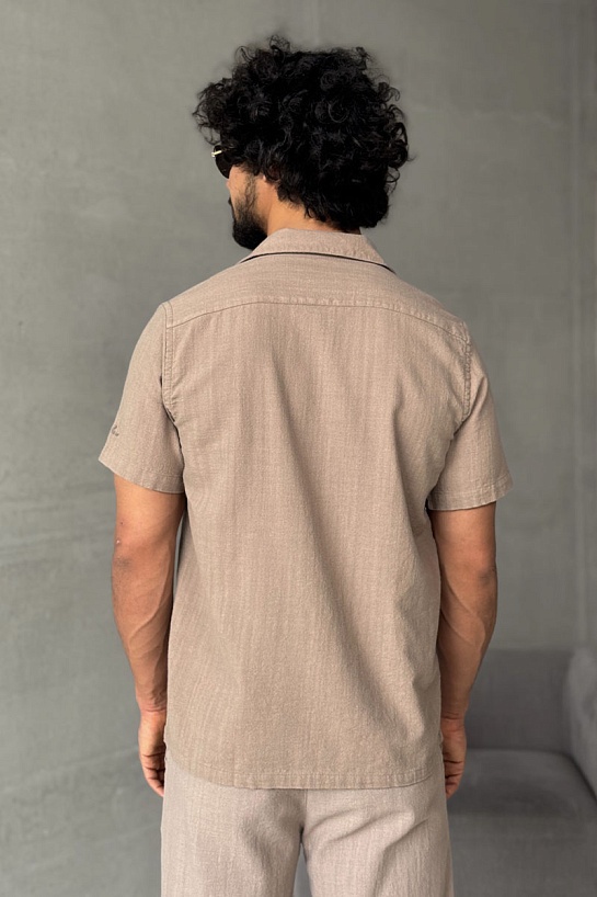 Мужская рубашка Loro Piana бежевого цвета