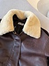 Женская кожаная дубленка MIU MIU с меховым воротом