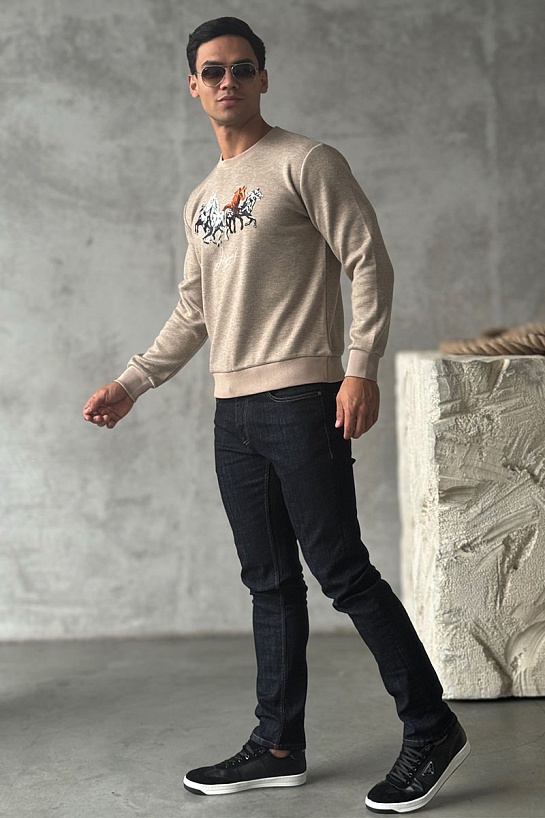 Мужской свитшот Hermes бежевого цвета