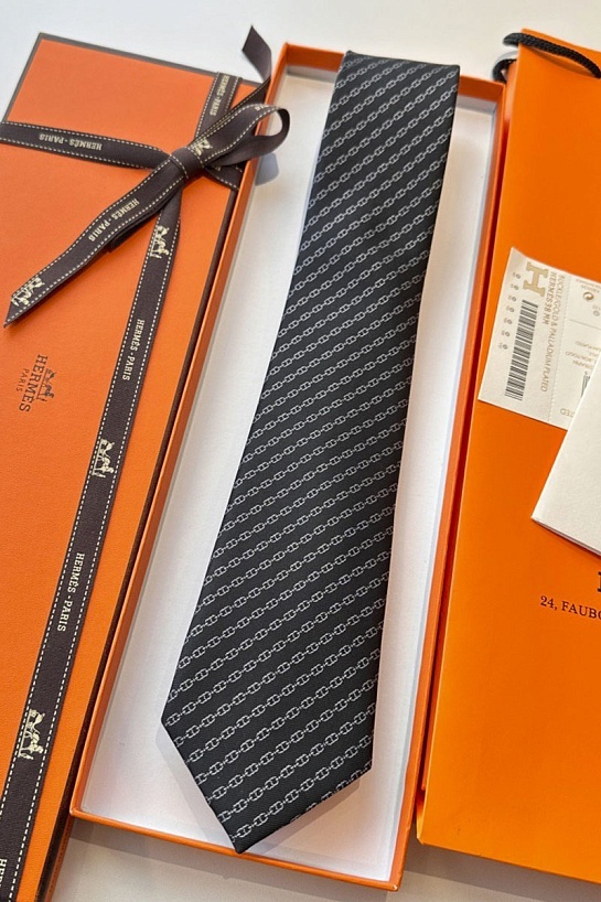 Галстук Hermes Jetez l'Ancre premium - Black