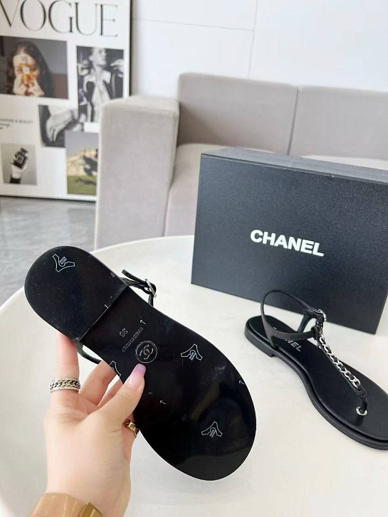 Женские кожаные сандалии Chanel Classic Flap Premium - Black