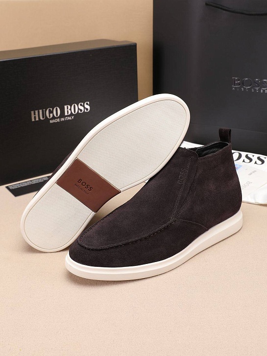 Замшевые лоферы с мехом Hugo Boss high-top - Brown