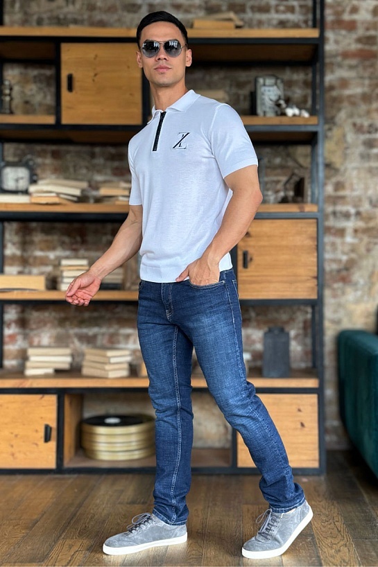 Классическое мужское поло Zilli белого цвета