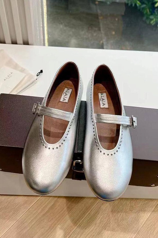 Женские кожаные балетки Alaia Strass Suede premium