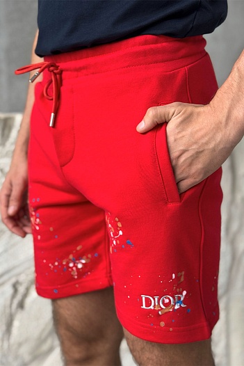 Красные шорты Dior Paint Splatter   