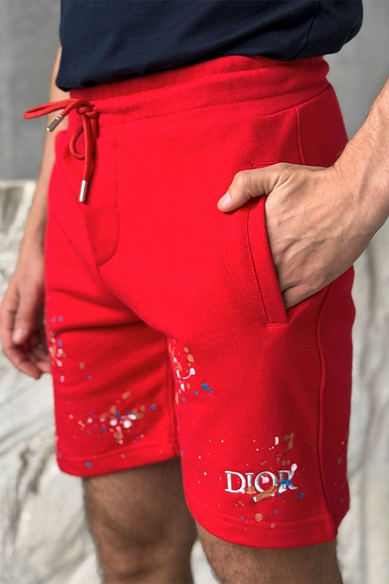 Красные шорты Dior Paint Splatter