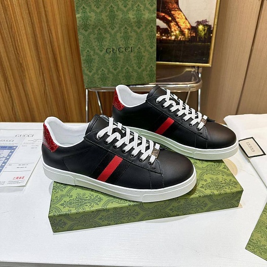 Мужские кроссовки Gucci Ace - Black   