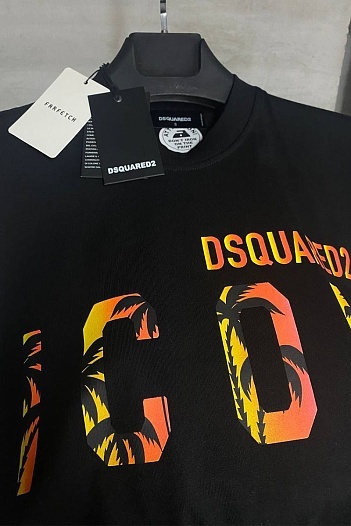 Футболка чёрного цвета Dsquared2 Icon tropical   