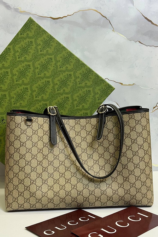 Кожаная сумка Gucci GG Emblem premium 38x25x15 см