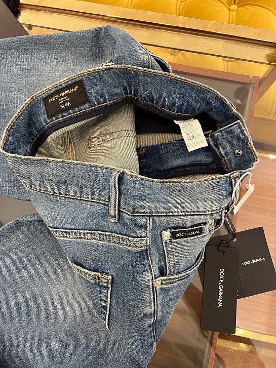 Мужские синие джинсы Dolce & Gabbana slim fit Premium