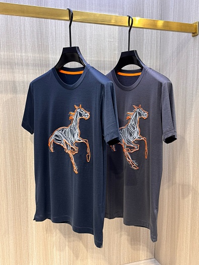 Мужская синяя футболка Hermes Premium   