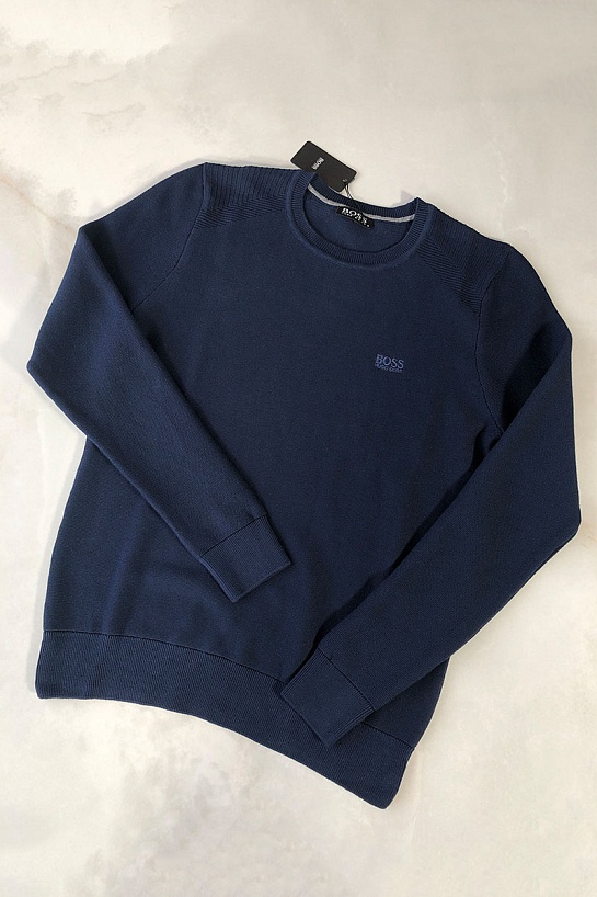 Тёмно-синий мужской джемпер Hugo Boss logo-embroidered