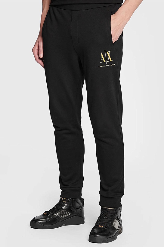 Чёрные спортивные штаны Armani Exchange gold embroidery