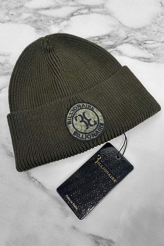 Тёмно-зелёная шапка Billionaire logo-patch