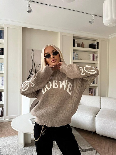 Женский шерстяной свитер Loewe premium - Beige   