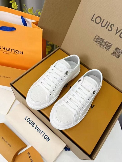 Женские комбинированные кеды Louis Vuitton Premium - White   