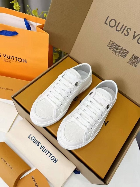 Женские комбинированные кеды Louis Vuitton Premium - White