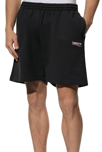 Чёрные мужские шорты Balenciaga Political Campaign logo   