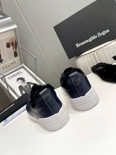 Кроссовки с мехом Ermenegildo Zegna Triple Stitch - Navy   