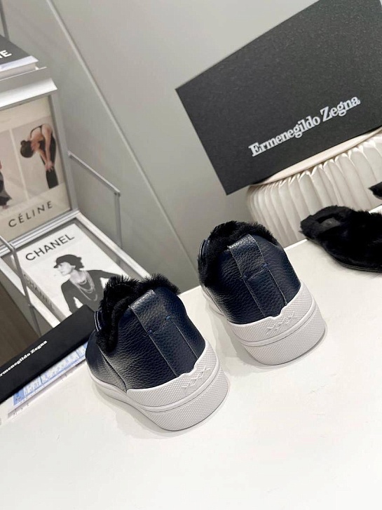 Кроссовки с мехом Ermenegildo Zegna Triple Stitch - Navy