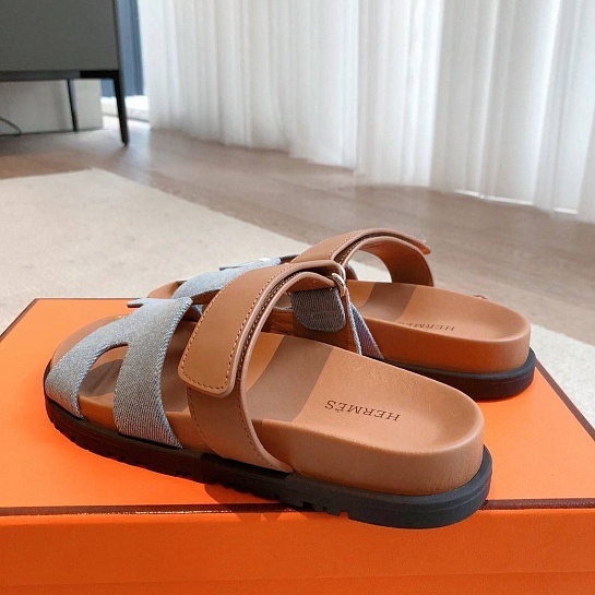 Женские сандалии Hermes Premium - Brown / Blue