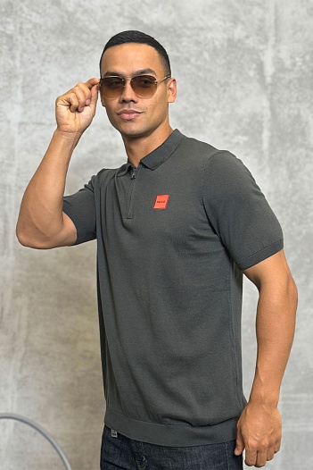 Мужское зелёное поло Hugo Boss classic badge   