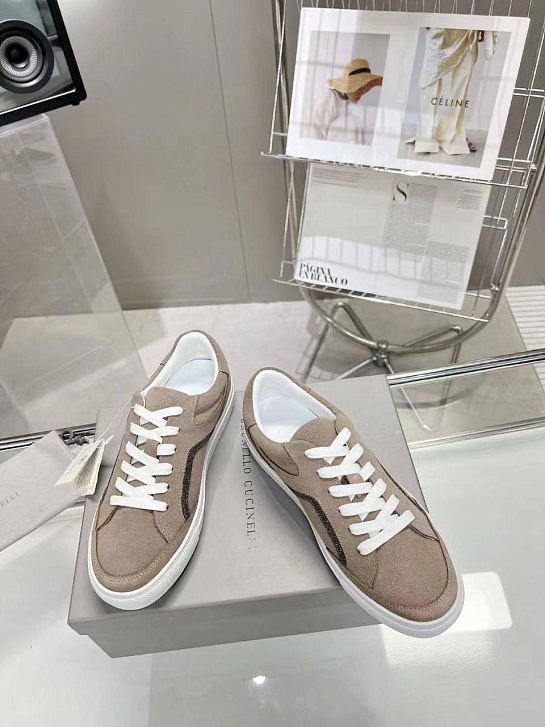 Женские замшевые кроссовки Brunello Cucinelli Premium - Brown / Black