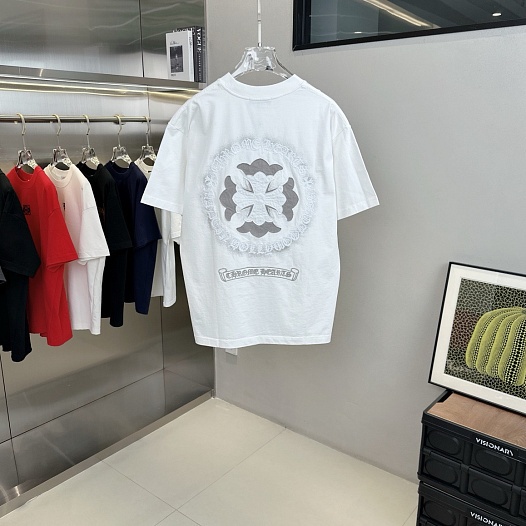 Белая оверсайз футболка Chrome Hearts Premium   